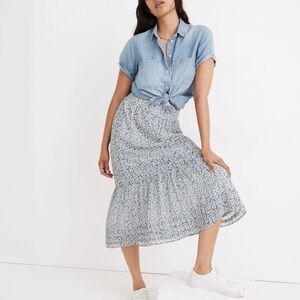 Madewell Light Blue Floral Maxi Skirt